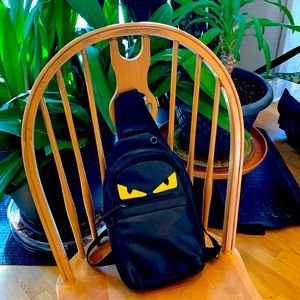 Fendi-style black Monster sling back tote. Bought as men’s but uni-sex style.